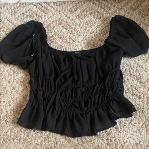Women's Black Puff Sleeve Top